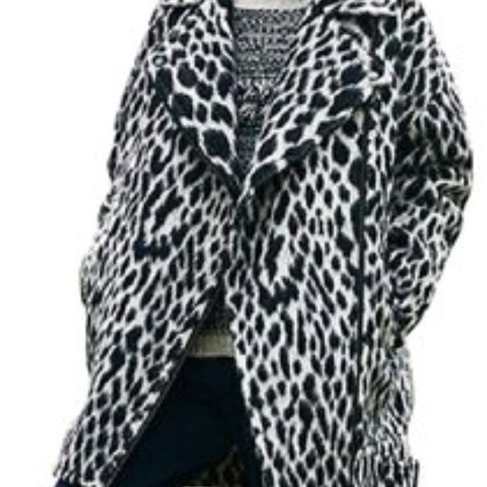 MOVING SALE SNOW LEOPARD MOTO COCOON COAT